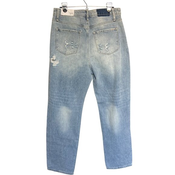 Insane Gene Mid-Rise Loose Fit Light Wash Distressed Jeans Womens Size 11 / 29W - Picture 2 of 16